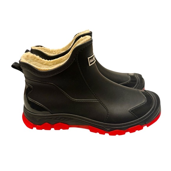 Albicker Black Red Rubber Waterproof Boots Mens Size 7.5 - Picture 1 of 4